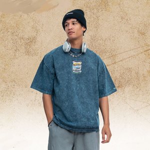 เสื้อยืดผู้ชายสไตล์วินเทจ ขาดๆ แบบลำลอง คอกลม แขนสั้น สตรีทแวร์ - Product Image 2