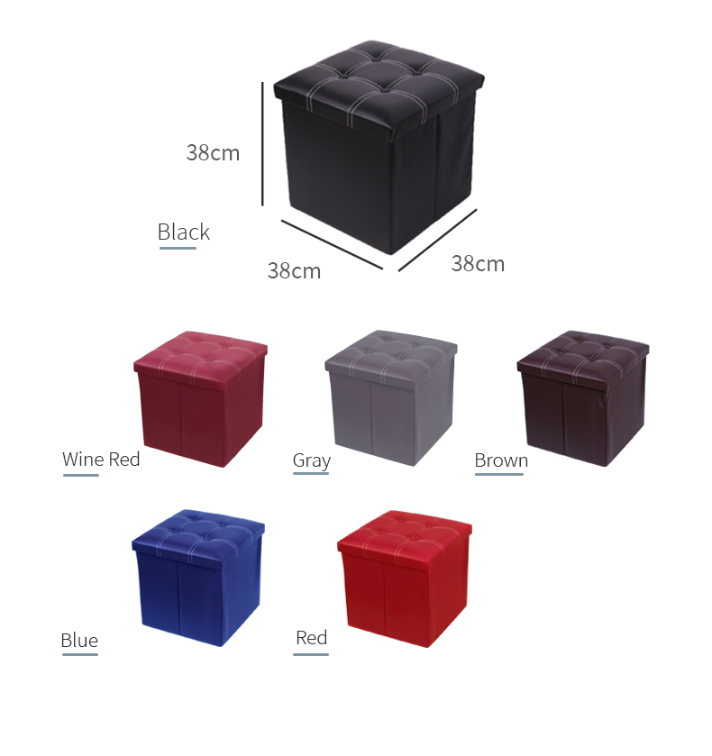 Large-capacity Folding Storage Stool With Buttons Storage Bench  For Bedroom Leather Ottoman