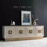 Mueble para TV con Base de Acero Inoxidable Dorado, Diseño Moderno, Soporte para TV Dorado