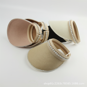 Cappello di paglia estivo fatto a mano protezione UV per bambini e donne berretto da spiaggia per costumi da bagno Fitness - Product Image 1