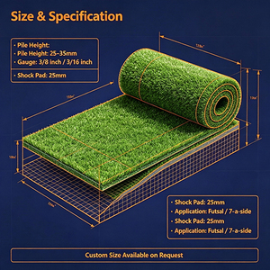 Gazon artificiel écologique et souple pour football en salle 5 contre 5, utilisation en jardin et en cour, design hybride - Product Image 6
