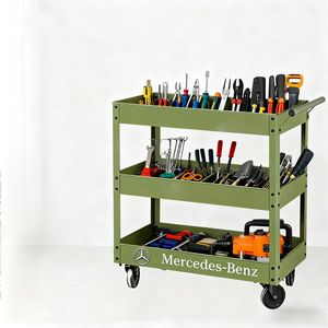Chariot à outils silencieux en acier robuste à 3 niveaux, chariot à plateau à bas prix pour l'usine, l'entrepôt, l'atelier, chariot de rangement - Product Image 4