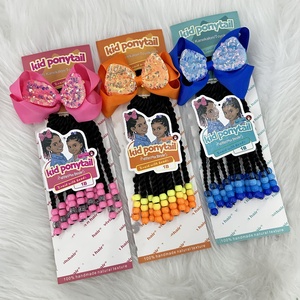 Coda di Cavallo Rosa con Glitter e Perline, Colore Rosa Cipria, 6 e 8 Pollici, Coda di Cavallo Intrecciata per Bambini con Stili Sengel Twist e Box Braid - Product Image 2