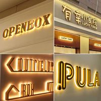 Lettres en acier inoxydable rétroéclairées par LED, effet halo, lettres en relief 3D, lettres de logo personnalisées pour hôtel, restaurant, devanture de magasin