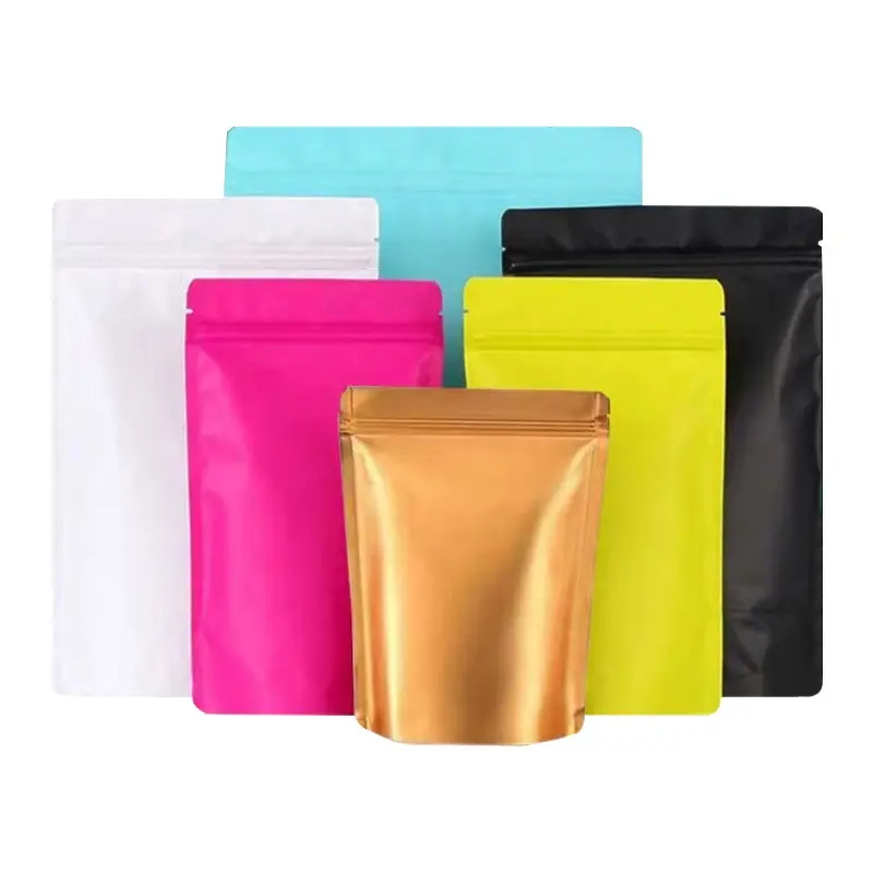 हॉट सेलिंग फूड पैकेजिंग मायलर बैग जिपर लॉक और स्टैंड MOQ के साथ कम कीमत वाला प्लास्टिक पाउच फैक्ट्री से थोक में