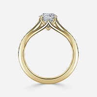 Bague de fiançailles en or massif 10K 14K 18K avec diamant de laboratoire cultivé, taille ronde 1 carat, sertie 4 griffes, pavé cathédrale, certifiée IGI CVD/HPHT
