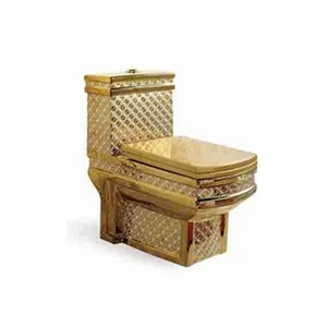 Saudi Arabia bathroom ceramic one piece gold toilet