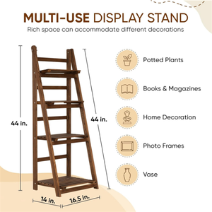 Wholesale Wood <strong>Corner</strong> Display <strong>Shelves</strong> 5 Tier Wooden <strong>Ladder</strong> Storage Bookcase <strong>Shelf</strong> - Product Image 2