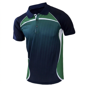 <b>Men's</b> Short Sleeve Color Blocked <b>Polo</b> <b>Shirt</b> Striped Design Quick Dry Sporty Style Knitted Fabric <b>Green</b> Navy White Trim Wholesale - Product Image 1