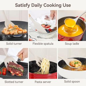 Ensemble d'ustensiles de cuisine en silicone antiadhésif 6 pièces, résistant à la chaleur, avec manche en bois - Product Image 5