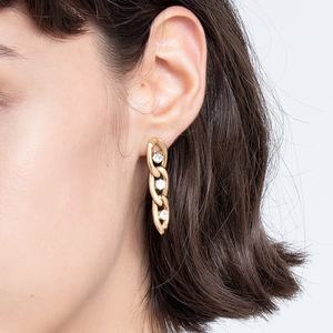 Pendientes de cadena de eslabones de circonia de cristal, joyería de acero inoxidable chapado en oro de 18K de alta calidad, E211227 - Product Image 5