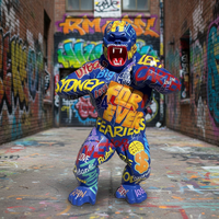 Statue de gorille graffiti moderne en résine, sculpture d'art faite à la main, modèle réaliste, taille personnalisée pour extérieur, jardin, rue, galerie, maison