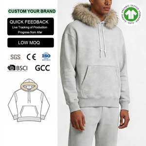 Felpa con Zip in Spugna Francese Personalizzata, Stile Streetwear Y2k, 100% Cotone, Design Distressed e Oversize con Pelliccia Sintetica per Uomo - Product Image 1