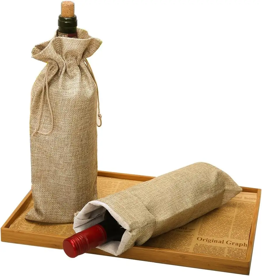 Vente en gros Sacs à vin en toile de jute avec cordon de serrage Sacs-cadeaux pour bouteille Idéal pour donner un goût aveugle Partie