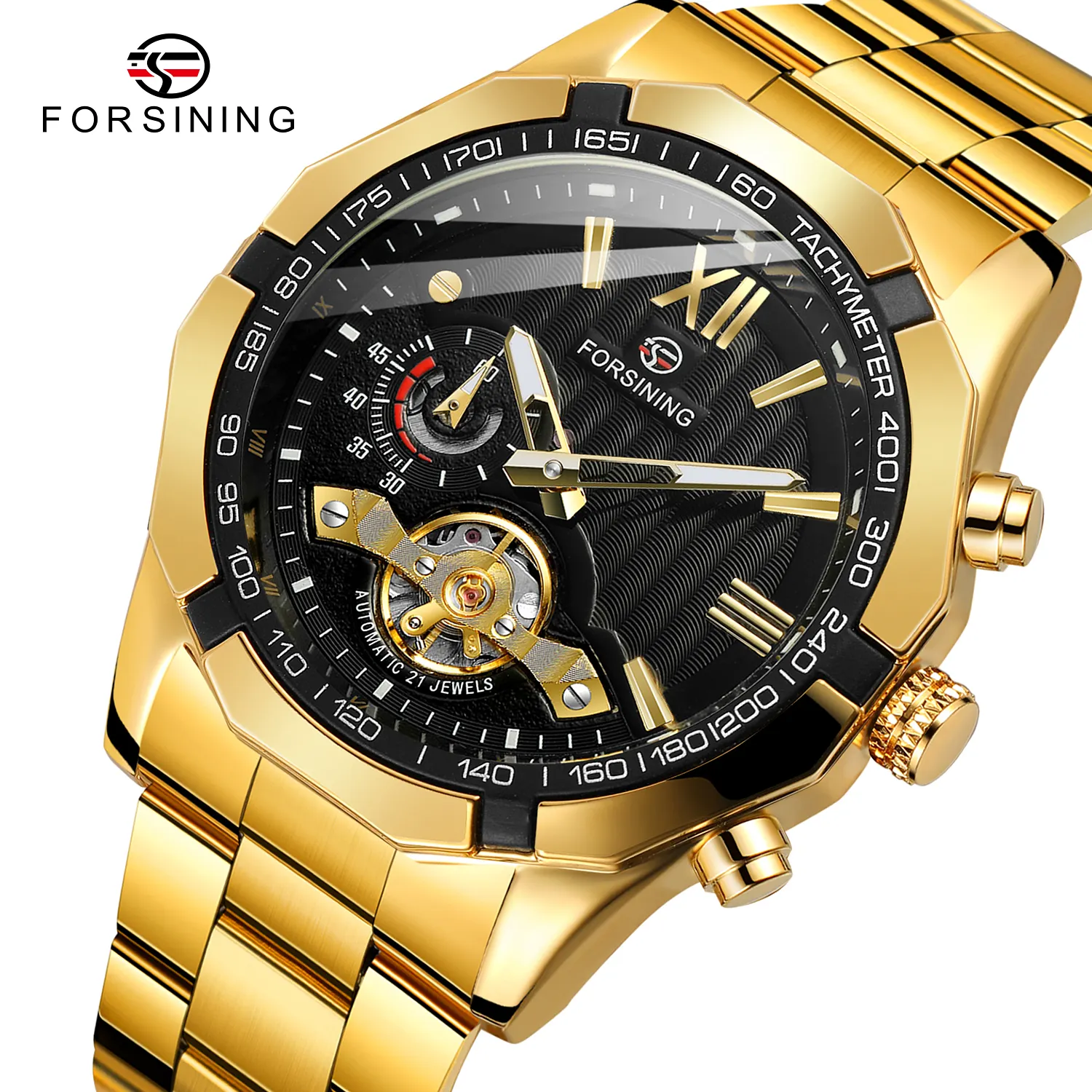 FORSINING Watches Men Fashion Tachymeter Waterproof Big Dial Custom Man Relogio Masculino Automatic Mechanical Tourbillion Watch