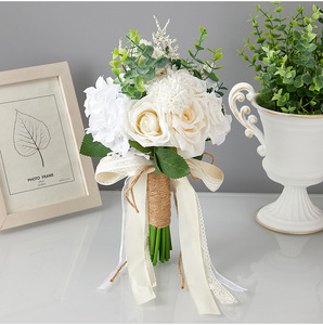 Ramo de Flores Artificiales de Seda Moderno y Sencillo de 26 cm, Casi Natural, de Alta Simulación para Decoración de Bodas - Product Image 5
