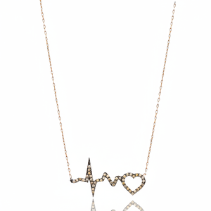 Colgante de Plata de Ley 925 con Diseño de Latido de Corazón y Piedra de Citrino y Zirconia, Hecho a Mano en Turquía, Venta al por Mayor - Product Image 2