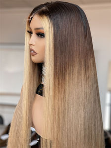 Mejor Glueless 13*6 HD Peluca con malla frontal Cabello humano crudo Ombre Color Línea de cabello prearrancada Pretty Lady Extensión de cabello frontal - Product Image 5