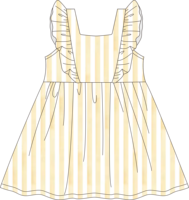 Robe d'été personnalisée imprimée, douce pour la peau, confortable, ton jaune frais, style mignon, pour les sorties quotidiennes des bébés et des petites filles
