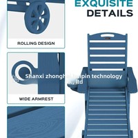 Chaise de loisirs pliable d'extérieur en WPC et HDPE avec porte-gobelet, design de luxe, portable pour cour, piscine et terrasse