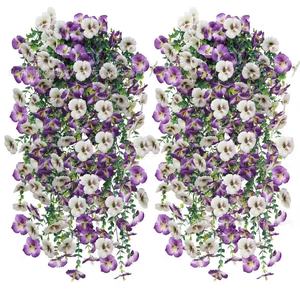 Décoration murale florale artificielle en forme de primrose, violette et blanche, en plastique, pour extérieur, jardin, bouquet, aménagement paysager - Product Image 1