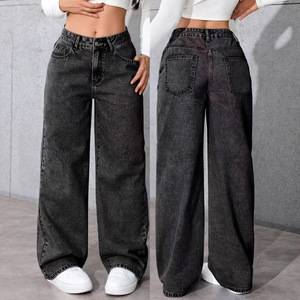 Jeans en denim <span class=keywords><strong>pour</strong></span> femmes, style doux et tendance, <span class=keywords><strong>taille</strong></span> haute, <span class=keywords><strong>grande</strong></span> <span class=keywords><strong>taille</strong></span>, coupe droite, ample, décontracté, pantalon d'été 145 - Product Image 3