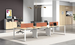 2 Person Wooden L Shape Modern Open Workstation <b>Desk</b> Wood Table <b>Space</b> <b>Saver</b> Office Furniture Home Office <b>Desk</b> and Workstation - Product Image 6