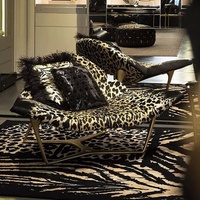 Fauteuil de détente italien de luxe léger, design étoile de mer, tissu imprimé léopard, structure en acier inoxydable, mobilier de maison, chaise individuelle
