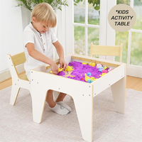 Ensemble table et chaise sensorielle en bois 4 en 1 au design moderne pour tout-petits avec tiroirs de rangement pour le salon des enfants
