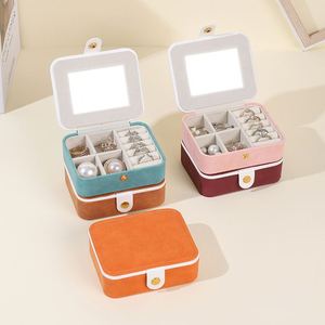 Wholesale PU Leather Jewelry Storage <b>Box</b> Portable Jewelry Packaging <b>Box</b> Necklace <b>Box</b> with <b>Mirror</b> - Product Image 2