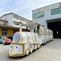 Train miniature de luxe sans rails de style vapeur pour parc d'attractions, capacité 24 places