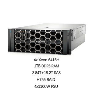 New Dell PowerEdge r960 4X Xeon 6416h 1TB Bộ nhớ 3.84t SSD + 19.2TB SAS H755 Raid 4x1100W PSU tùy chỉnh 4U 4 chiều Rack máy chủ - Product Image 1