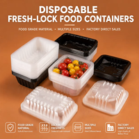 Barquette rectangulaire thermoscellable en PP, conteneur alimentaire jetable de qualité alimentaire pour la restauration en supermarché, l'emballage de salades et de viandes fraîches