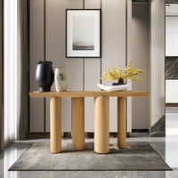Table à manger rectangulaire moderne en chêne massif, style campagnard américain, réglable, pour la maison, meuble de salle à manger, table console