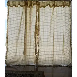 Panel de Cortinas Caladas de 2m de Alto x 2.50m de Ancho con Diseño a Cuadros, Cortinas Transparentes para Ventana - Product Image 6