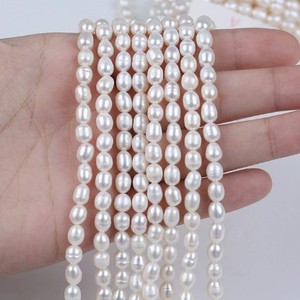 Perles d'eau douce naturelles en forme de riz de 5-6 mm en gros, en fils dispersés, pour bracelets et colliers DIY, disponibles en diverses couleurs - Product Image 4