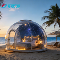 Dôme transparent en verre pour glamping extérieur, type igloo écologique, pour hôtels et complexes hôteliers, en aluminium, pour une expérience 'Full House'