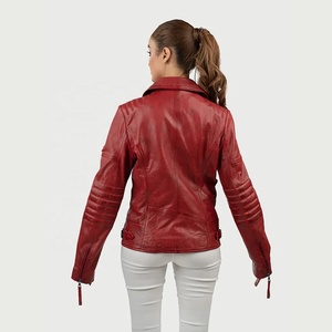PIHA SPORTS Custom Made Logo Winter Genuine <b>Leather</b> Sheep Skin Motorcycle <b>Jacket</b> for Women Windproof Quick Dry - Product Image 3
