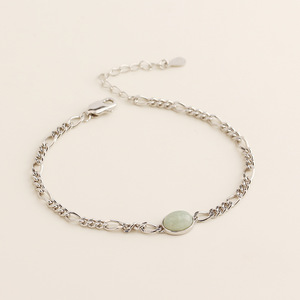Gioielli di giada naturale 925 in argento Sterling gemma Charm catena bracciale donna - Product Image 5