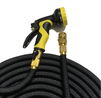 Manguera de Jardín Extensible, Manguera de Agua Retráctil Mágica con Conector de Latón y Pistola de Riego de 8 Modos para Riego de Jardín y Lavado de Autos