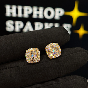 High Quality Iced <b>Cushion</b> Cut Moissanite Stud Earrings 14K Gold Plated Hip Hop Jewelry Sparkle Luxury Earrings <b>for</b> Women - Product Image 4