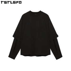 เสื้อยืดสองชั้นผ้าฝ้ายออร์แกนิค100% 2ชิ้นแขนยาวผ้าฝ้ายบ็อกซี่ฟิต100% เป็นมิตรกับสิ่งแวดล้อม - Product Image 4