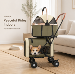 Carrito de Paseo Plegable para Dos Mascotas, con Marco Metálico Desmontable y Malla, con 4 Ruedas - Product Image 3