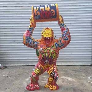 Pop Art Hot Selling Animal FRP Resin Sculptures Custom Made <strong>Life</strong> <strong>Size</strong> <strong>King</strong> <strong>Kong</strong> Apes Chimpanzee Gorilla Statues - Product Image 3