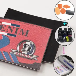 New UV Digital Printing Labels Maker Custom 3D Colorful Logo PU Leather Patches for Denims