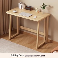 Bureau pliant en bois massif pour la maison et le bureau, sans assemblage, bureau d'étude et d'écriture, bureau à plateau épais, petit poste de travail, table de lecture pliable