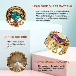 คริสตัลรูปทรงรังนกคุณภาพสูง YHB AB Moonlight สำหรับเย็บติดเสื้อผ้า กระเป๋า - Product Image 4