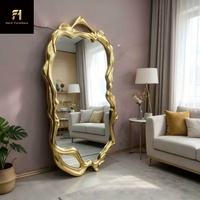 Miroir sur pied de luxe italien doré, décor artistique irrégulier, miroir mural créatif français, personnalisable pour hôtel