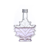 150ml 100ml Voyage Commodité Mini Feuille D'érable Whisky Pot D'alcool Petite Glucose Sirop Verre Bouteille Vide avec Couvercle En Aluminium