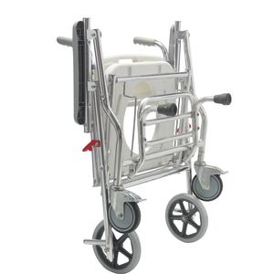 Sedia da bagno pieghevole per trasferimento paziente doccia soffiaggio wc ospedaliero sedia a rotelle portatile in alluminio per disabili - Product Image 4